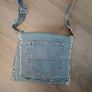 Pink Rhinestone Blue Jean Purse
